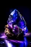 Placeholder: dark blue Achroite Crystal big close up stone on dark purple background