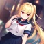 Placeholder: Clear focus,High resolution,High quality, Blonde One Ponytail hair, Red eyes, Sailor uniform