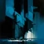 Placeholder: Minimal abstract oil painting of a zoom in on limbs sinew. Amongst concrete fragments brutalist architecture and illuminated at night. Blue In the style of Justin Mortimer and Phil Hale and Ashley Wood