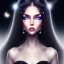 Placeholder: black long hair lady top with black eyes under the Stars