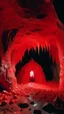 Placeholder: A light red cave with molten crystals painted by René Magritte