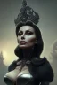 Placeholder: Sophia Loren as evil queen in black leather, cleavage, angry, stern look. character design by cory loftis, fenghua zhong, ryohei hase, ismail inceoglu and ruan jia. unreal engine 5, artistic lighting, highly detailed, photorealistic, fantasy