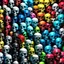 Placeholder: ANATOMICALLY CORRECT digital photograph of wall of multicolored SKULLs OF disney characters with fine line, highly detailed, high resolution, 8k 3d, vray, horrorcore, vivid, bright