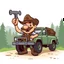 Placeholder: retro cartoon company mascot of a vehicle mechanic with a hint of forest ranger