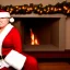 Placeholder: sultry, slender Ms. Claus, lonesome sitting at the fireplace