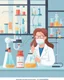 Placeholder: Vaccine research, scientists conducting experiments in laboratory. Vector illustration in flat style