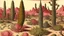 Placeholder: A rosy pink desert with prickly pear cactuses painted by Utagawa Hiroshige