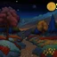 Placeholder: Colourful, peaceful, Max Ernst, Vincent Van Gogh, night sky filled with galaxies and stars, rocks, trees, flowers, one-line drawing, sharp focus, 8k, deep 3d field, intricate, ornate