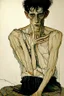 Placeholder: painting of a figure with the life-filled void of an empty existence, egon schiele masterpiece