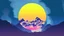 Placeholder: subject=(yeti), background=(mountains, alberta, forest fires, burning), time=(sunset), style=(vaporwave), effect=(smoke, plumes)