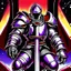 Placeholder: 90's TCG art retro fantasy art of a space knight holding a sword