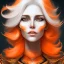 Placeholder: fantasy setting, woman, orange and white hair, wavy hair, freckles, ranger, more orange hair, more white hair