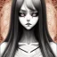 Placeholder: gothic girl, Junji Ito style,