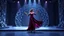 Placeholder: modern stage with gray-blue theme artistic decoration , color full dynamic lighting, a beautiful lady in modern maxy dark purple red dress with shining silver jwells dancing, 3D recursive fractal structure animating background