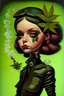 Placeholder: A girl in leather with weed is better; lowbrow art; pop surrealism