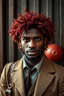 Placeholder: Mulatto black man with frizzy red hair steampunk