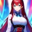 Placeholder: Clear focus, 8k, high quality, detailed, beautiful lighting, girl, vibrant colors, blue and red long hair, vibrant red eye, vibrant blue eye, smile,