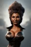 Placeholder: Pam Grier as evil queen in black leather, leather, busty, cleavage, angry, stern look. character design by cory loftis, fenghua zhong, ryohei hase, ismail inceoglu and ruan jia. unreal engine 5, artistic lighting, highly detailed, photorealistic, fantasy