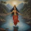 Placeholder: An oil painting of godess Kali crossing a lake