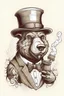 Placeholder: Funny smoking bear with a hat and vintage monocly Glass sketchy tattoo