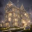 Placeholder: concept of designer house, modernk, rich, elegant, night, lights,