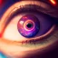 Placeholder: close macro photo shot of an eye of an elf girl, magic is seen deep inside, mirroring, hyperrealistic, colorful, cinematic lighting