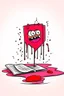 Placeholder: blood on one paper cartoon art