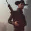 Placeholder: male gunslinger, badass, two guns, black fedora, dark red eyes, fanatsy, si-fi, photo realistic, ultra realistic, 8k, unreal engine 5