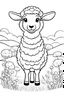 Placeholder: outline art for a kid's coloring page, children as joyful sheep in God's pasture, white background, sketch style, full body, only use outline, clean art , white background, no shadows and clear well outlined