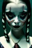 Placeholder: mdjrny-v4 style, wednesday addams, horror film by tim burton, cinematic lighting, Hyperrealism, 8k uhd