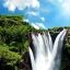 Placeholder: Beautiful water falls from floating island in the sky