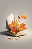 Placeholder: square logo , landscape with leaf fall, flying leaves in the book