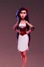 Placeholder: Maria, West Side Story, light brown skin, bright red lipstick, medium dark brown hair, white flowy dress with a red ribbon only around the waist, straightened hair, White Heels, long black eyelashes, a single person