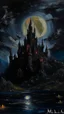 Placeholder: A black vampire castle in space painted by Claude Monet