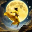 Placeholder: [fractal art: Apophysis, Mandelbulb 3d, Ultra Fractal] Michelle Yeoh as a martial artist monk in a yellow suit is jumping in the air next to planet with a large moon [Crouching Tiger, Hidden Dragon]