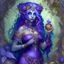 Placeholder: Cassavara - The Goddess of Change, Luck and Fortune, Patron of Halflings and Gnomes Lady Luck, purple dress, blue hair