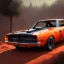 Placeholder: The general Lee car dodge charger, by drew struzan, epic lighting, highly detailed, twilight