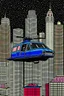 Placeholder: punisher sku;; city car helicopter chase in the style of Hiroshi Nagai