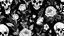 Placeholder: tracery of flowers, bones and skulls, black and white, Maximum minimalism