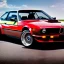 Placeholder: fullbody classic style concept BMW M1 3/4 Front View, retro design study, classic steel wheels, toned colors, art by cheryl kelley