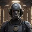 Placeholder: star wars bald male corellian pilot wearing dark gunmetal grey and black First Order special forces TIE pilot armored flightsuit and helmet with gold trim inside the jedi temple, centered head and shoulders portrait, hyperdetailed, dynamic lighting, hyperdetailed background, 8k resolution, volumetric lighting, light skin, fully symmetric details