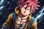 Placeholder: Natsu in 8k 2D realistic fairy tail drawing style, fairy tail costum, close picture, rain, fantasy, neon, highly detailed, high details, detailed portrait, masterpiece,ultra detailed, ultra quality