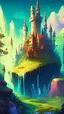 Placeholder: storybook fantasy landscape of a whole kingdom with towering castles, scifi towers, cliffs, condiments, green pasture filled with bulls and gloomy forests of bears that look majestic and monstrous, the ground has puddles of sauces like ketchup and mustard and financial market prices and investment charts, vibrant, comic book style, visual novel style, anime vibes, glowing, various empty bottles, stock market charts, detailed