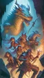 Placeholder: rpg cover with a group of adventurers fighting a dragon
