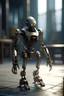 Placeholder: aging robot with hair and a with walking chair, zeiss prime lens, bokeh like f/0.8, tilt-shift lens 8k, high detail, smooth render, down-light, unreal engine, prize winning