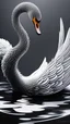 Placeholder: 3d paper cut illustration on grey background, cool swan face creature in a lake with dynamic and vibrant designs, edgy and modern, layering, deep shadows of vector layers, intricated details