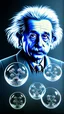 Placeholder: Albert Einstein, detailed and intricate calligraphy ink painting of a "cyborg Mad Scientist" holding beakers, outer space Background cosmic fractals, dystopian, concept art, unreal engine 5, god rays, ray tracing, RTX, lumen lighting, ultra detail, volumetric lighting, 3d, finely drawn, high definition, high resolution. award-winning: professional portrait: atmospheric: commanding: fantastical: clarity: 16k: ultra quality: striking: brilliance: stunning colors: amazing depth: masterfully crafted