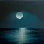 Placeholder: Minimal abstract oil painting of of moody sea. With a full moon.