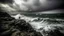 Placeholder: A @Geiffon standing proudly on a rocky cliff overlooking a stormy sea, dark clouds swirling above, waves crashing against the rocks, its powerful wings spread against the wind.