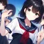 Placeholder: Clear focus, High resolution, short black hair, black eyes, wearing a sailor uniform, ZMO.AI